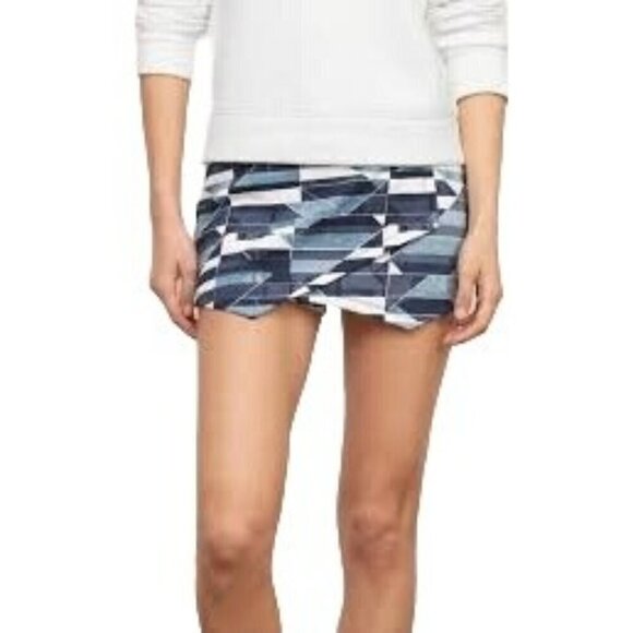 Abercrombie &‎ Fitch Mini Skort Blue Geometric Soft Shorts Festival Size XS - Picture 1 of 6